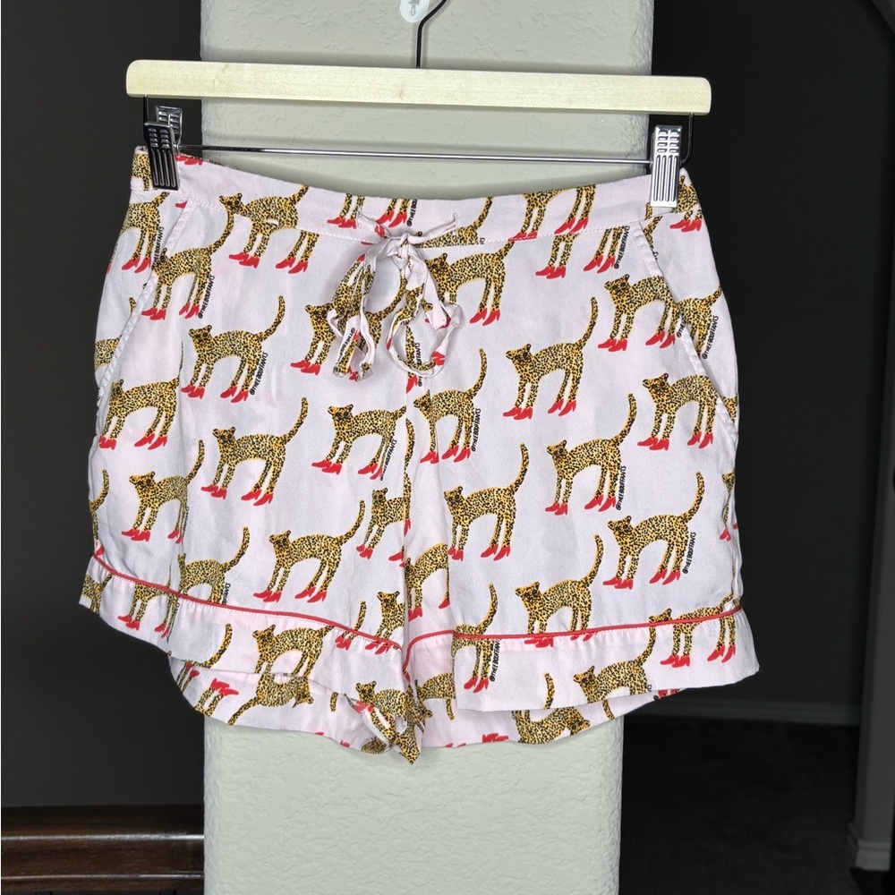 Bouffants & Broken Hearts Cheetah Print Pajama Shorts Size S Trendy Animal